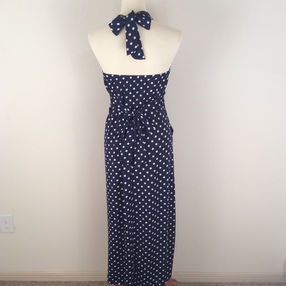 JFW by Just for Wraps Navy Polka Dot Maxi Dress - Picture 2 of 4